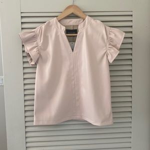 Dolce Cabo, Soft Pink Vegan Leather , Flutter Sleeve Top, XS, NWT